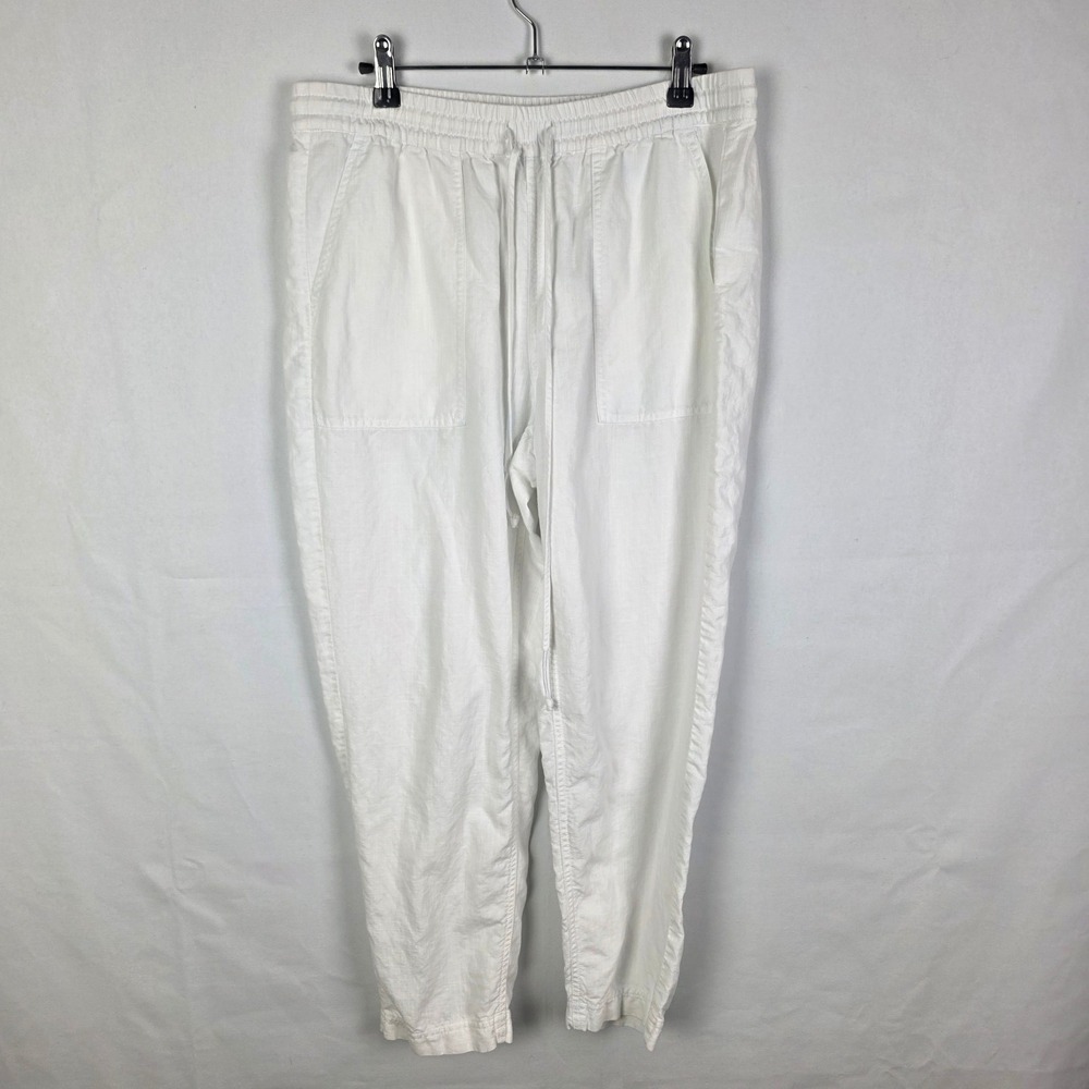 J.Crew White Linen Lyocell Blend Drawstring Tapered Pants Womens Size M